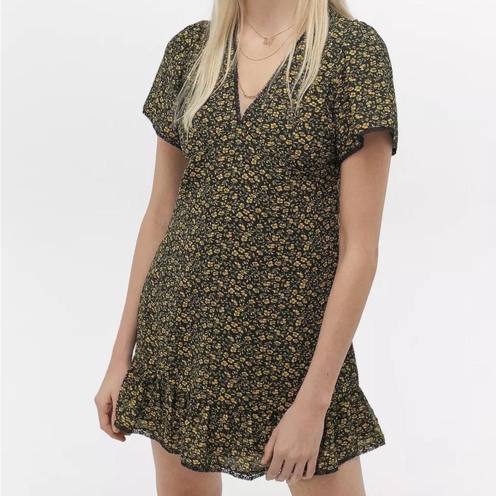 Urban Outfitters Black Yellow Floral Dress